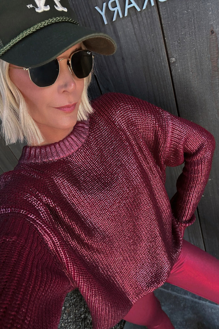 CALLIE SWEATER | MERLOT SHINE