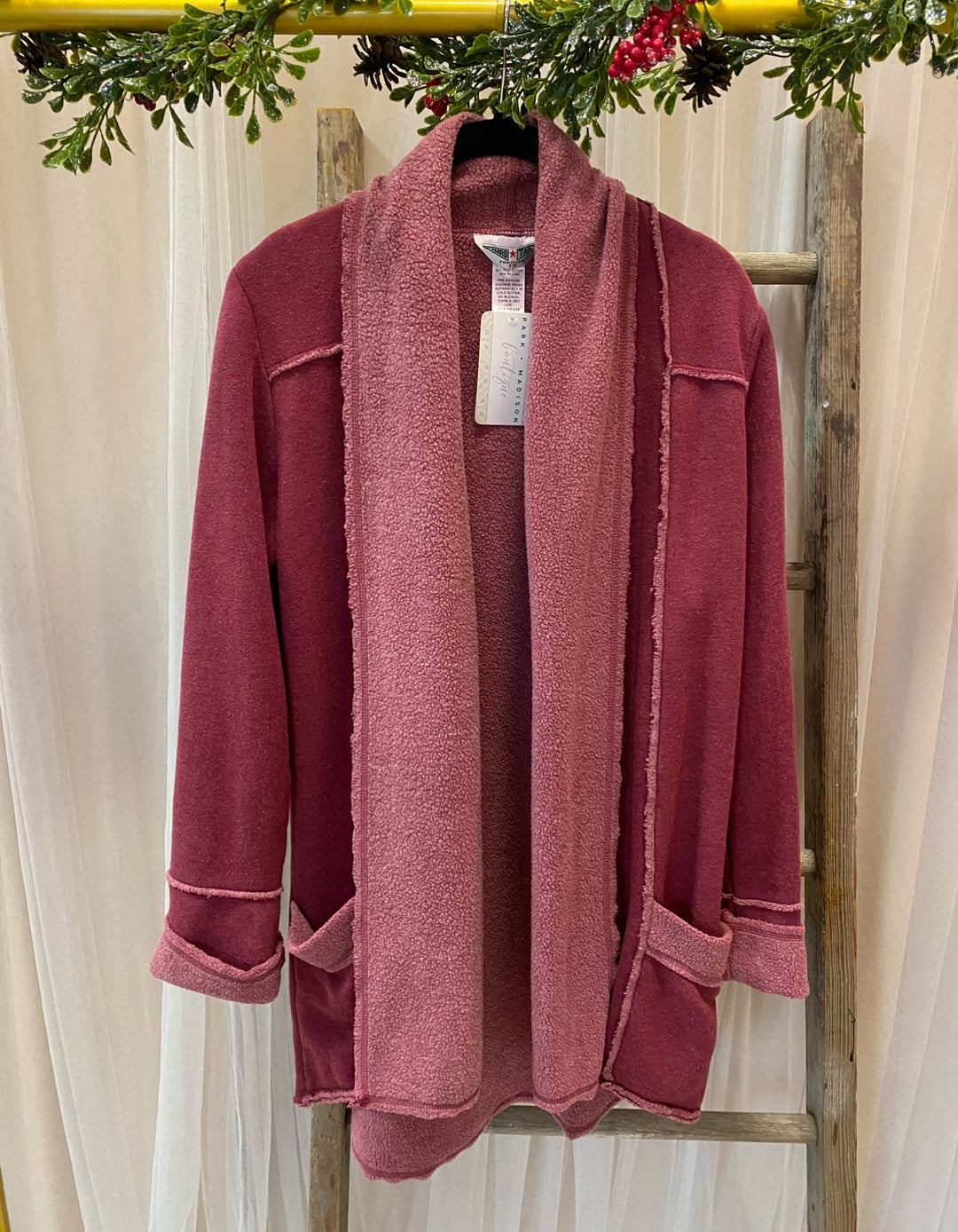 SLOUCHY SHERPA CARDIGAN | SMOKEY ROSE