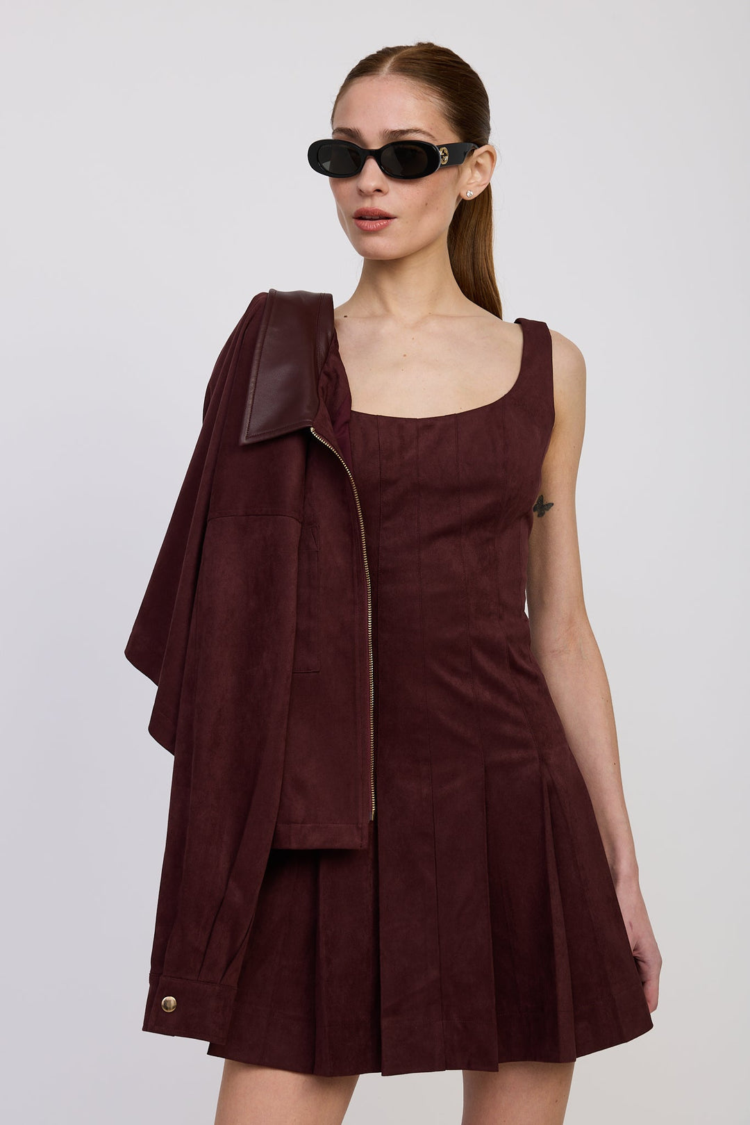 DELPHINE PLEATED MINI DRESS