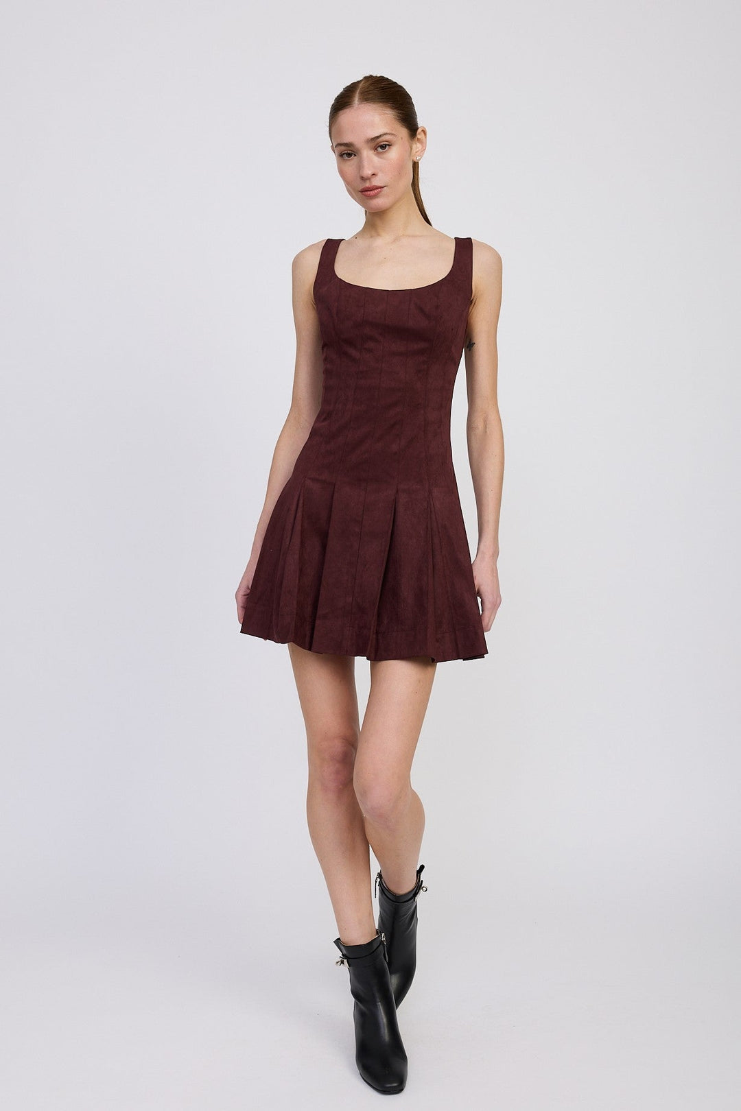 DELPHINE PLEATED MINI DRESS