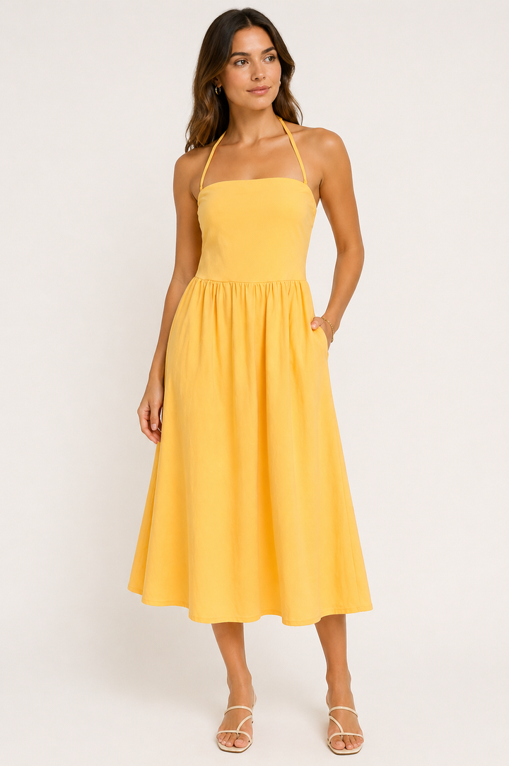 STRAPLESS MIDI DRESS