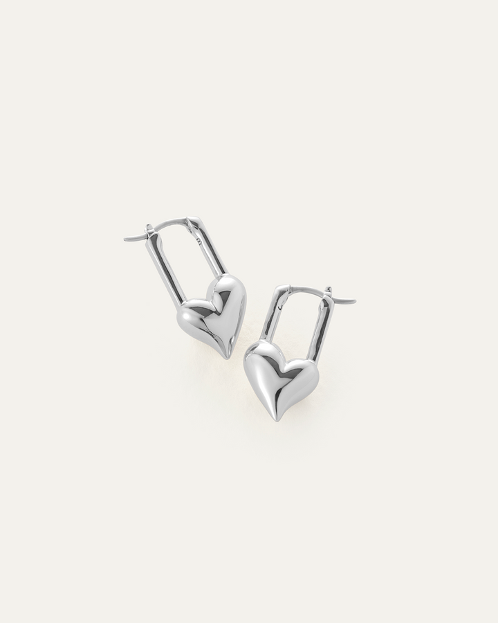 PADLOCK HEART HUGGIE EARRINGS