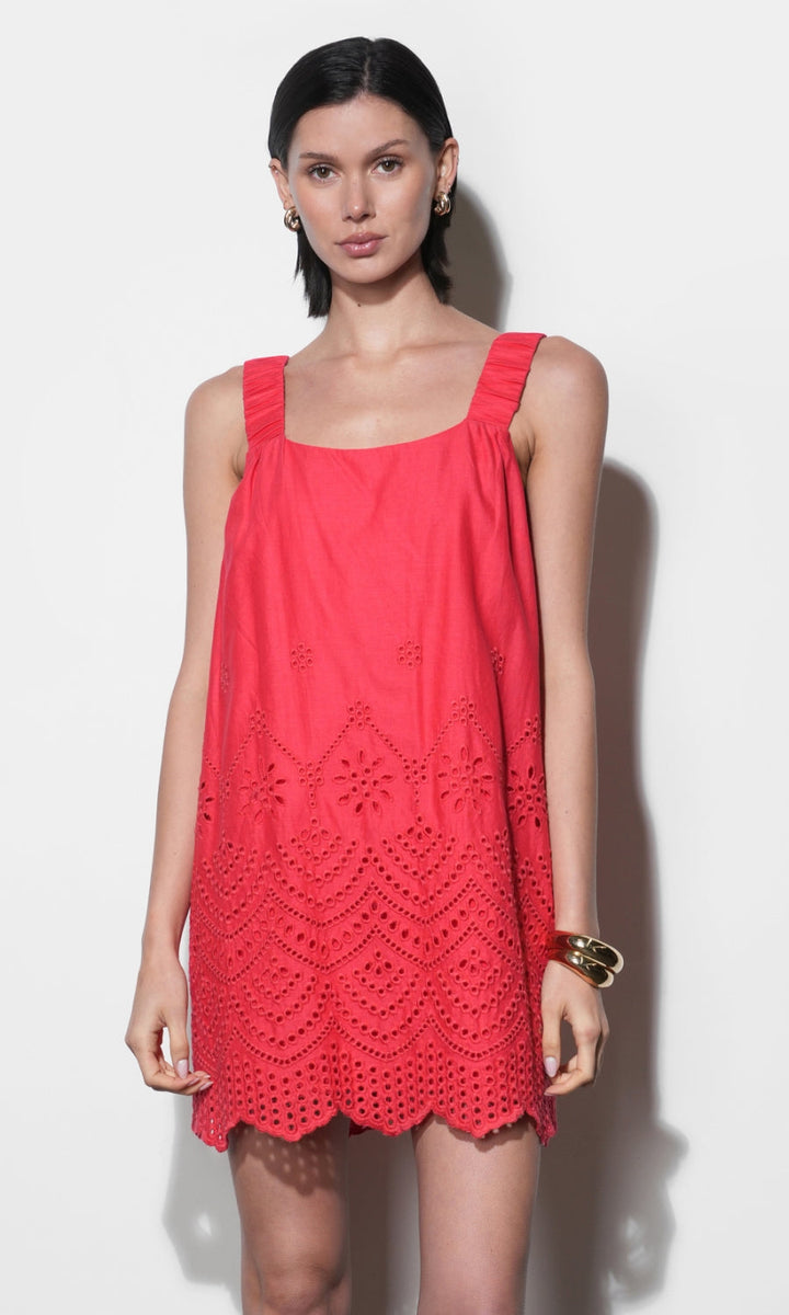 KALLIE EMBROIDERED MINI DRESS