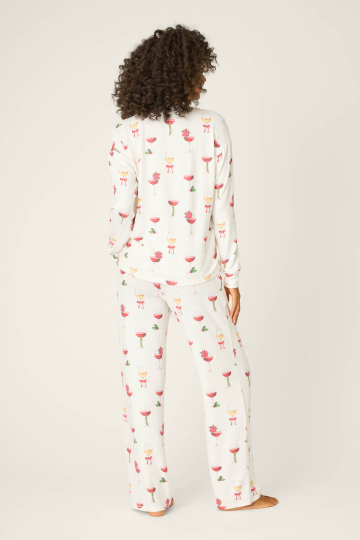HOLIDAY WINE PRINT PANTS