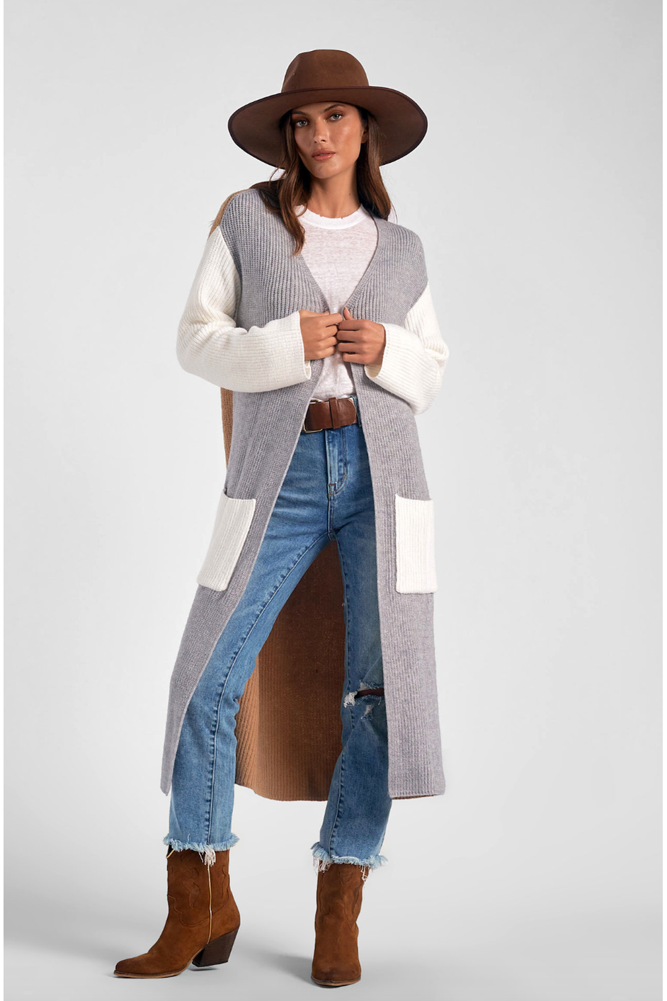 COLORBLOCK DUSTER CARDI