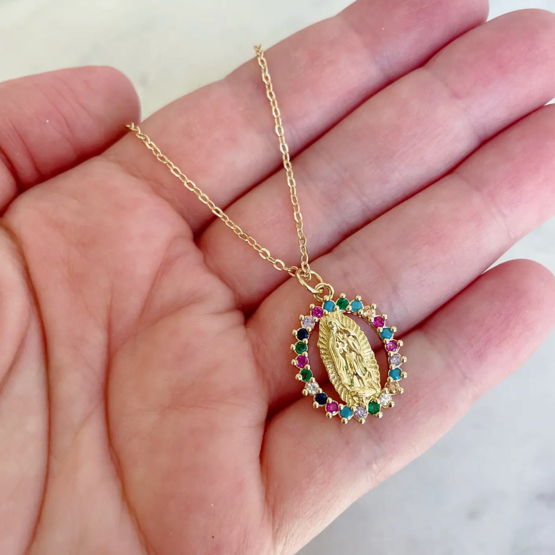 COLORFUL VIRGIN MARY NECKLACE