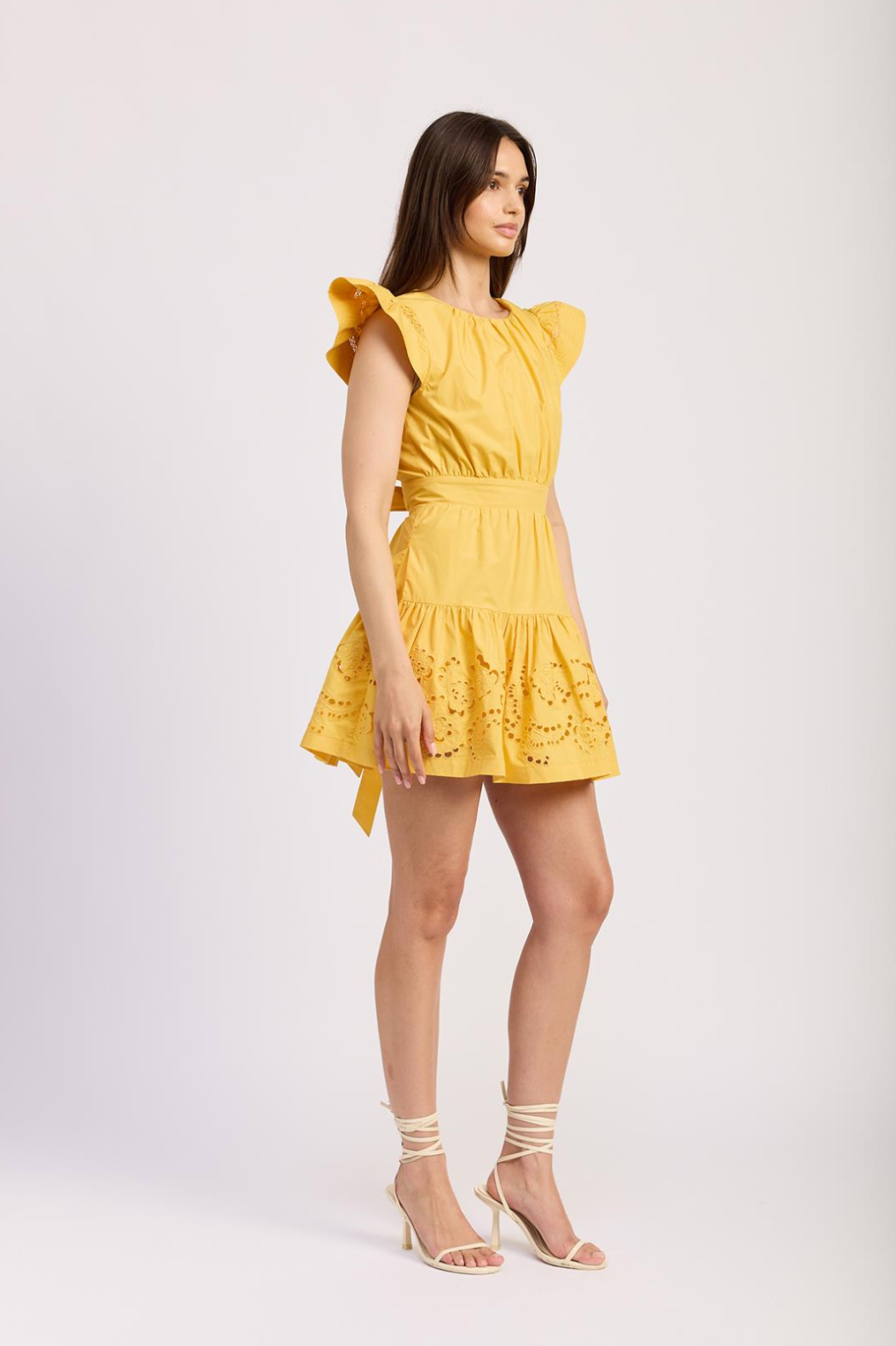 TAYLOR FLUTTER SLEEVE DRESS
