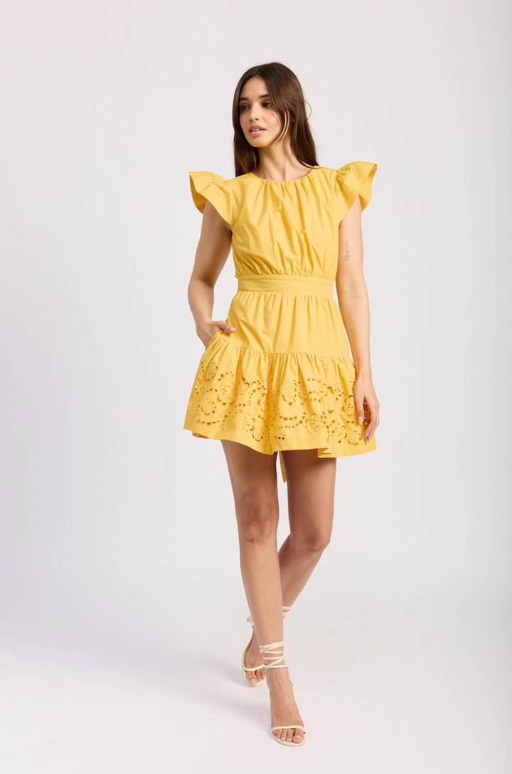 TAYLOR FLUTTER SLEEVE DRESS