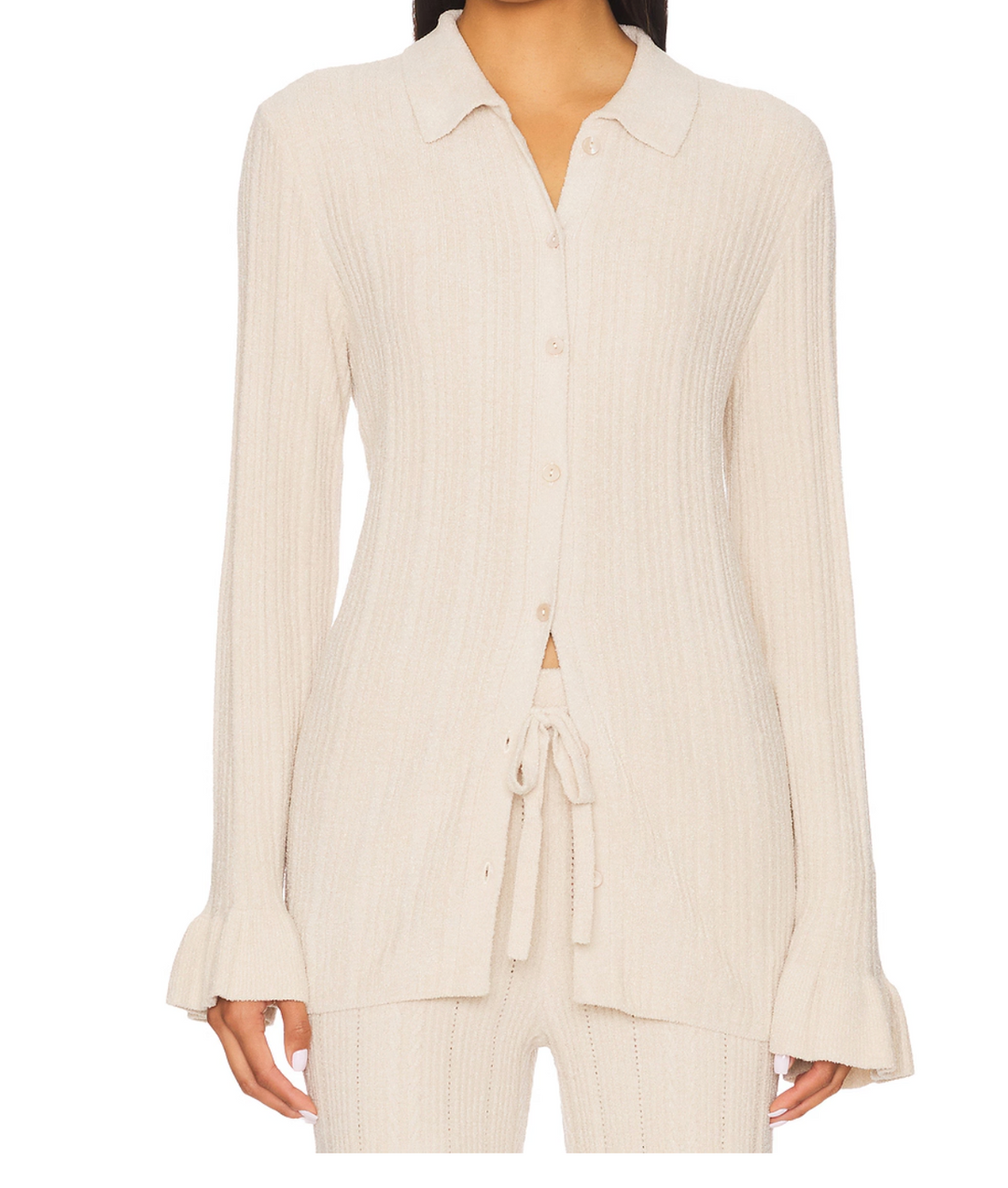 CCUL RIBBED RUFFLE CUFF SHIRT
