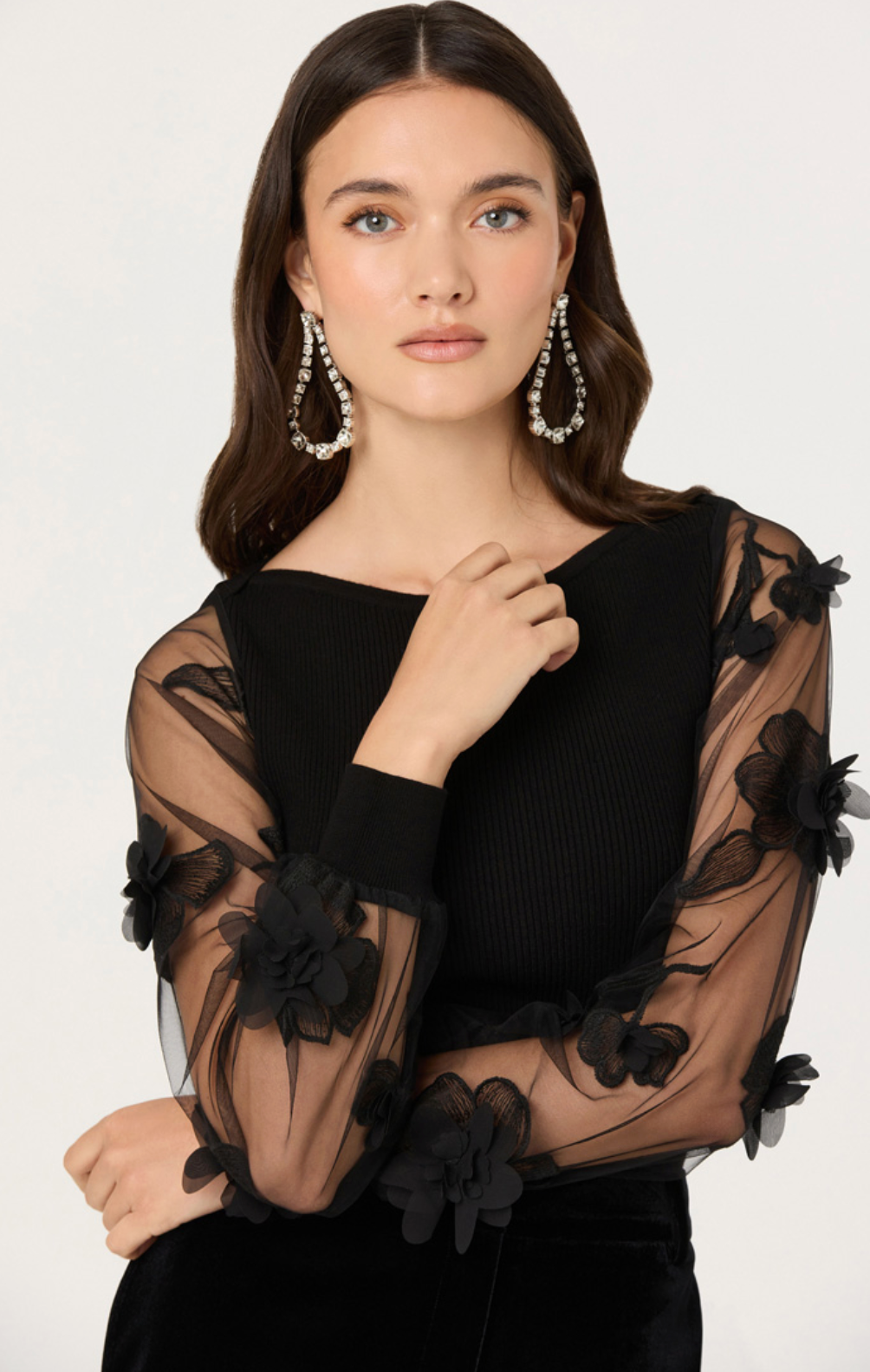 MEAGAN FLORAL MESH TOP