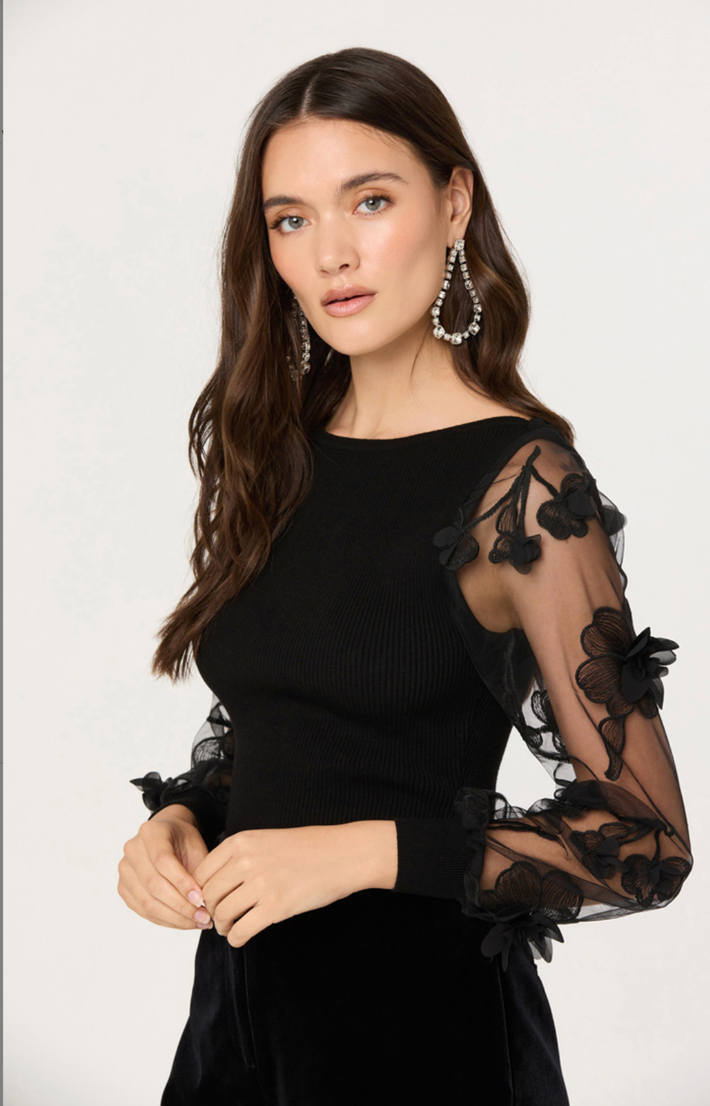 MEAGAN FLORAL MESH TOP