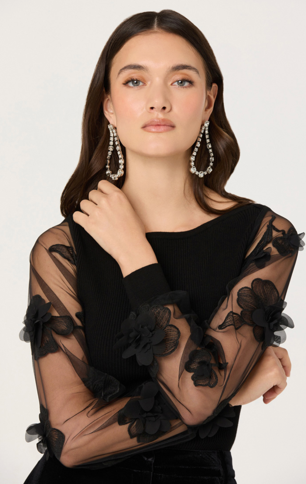 MEAGAN FLORAL MESH TOP