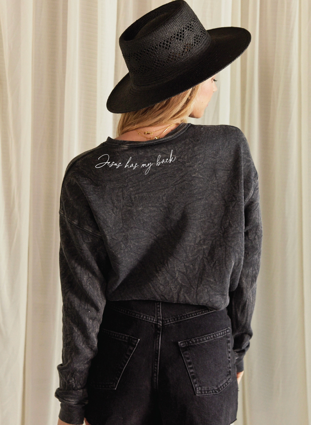 JESUS HAS MY BACK MINERAL SWEATSHIRT