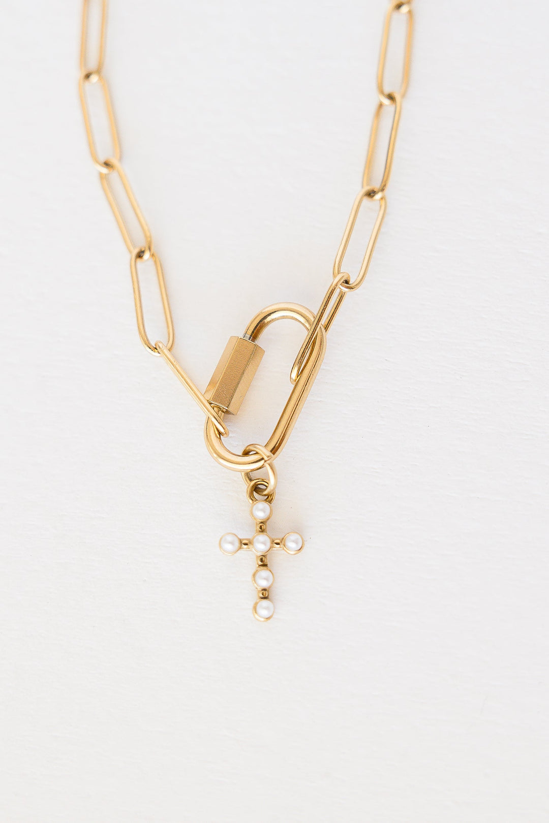 TRINITY PAPERCLIP CROSS NECKLACE
