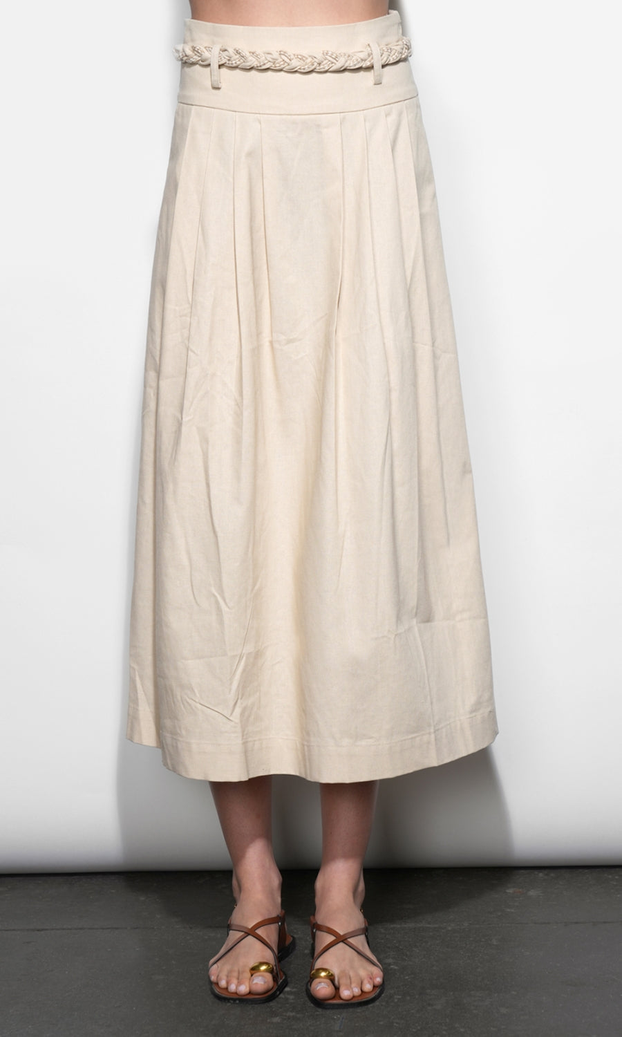 YVETTE BELTED MIDI SKIRT