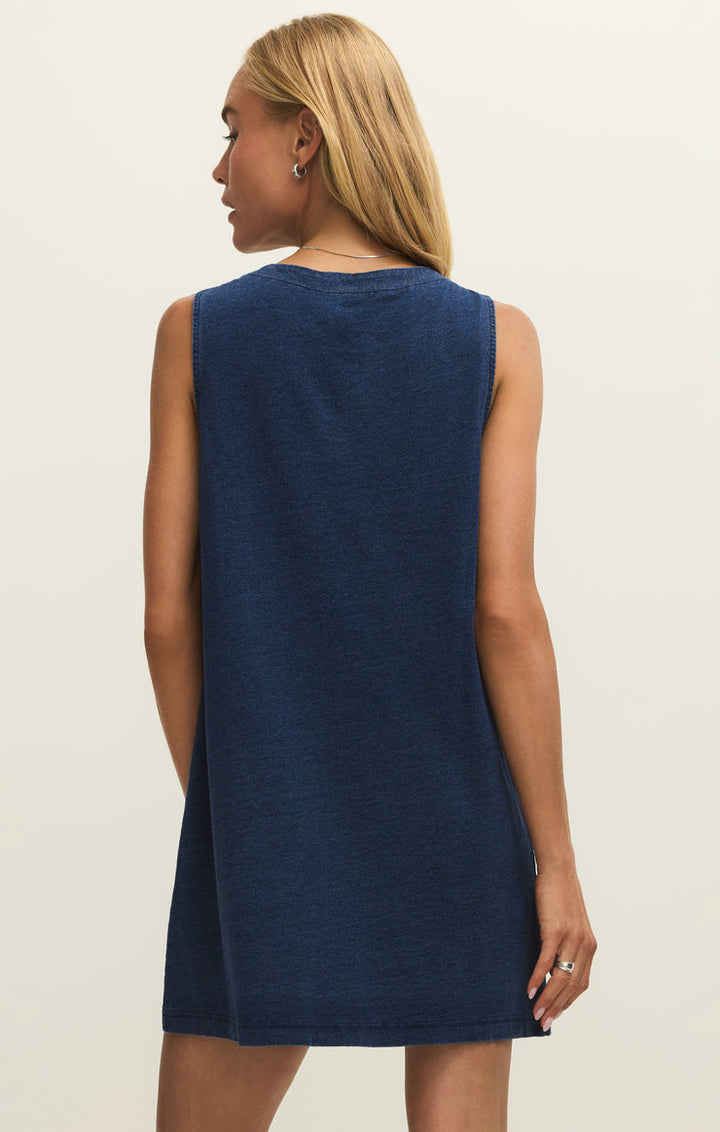 SOLACE JERSEY DENIM MINI DRESS