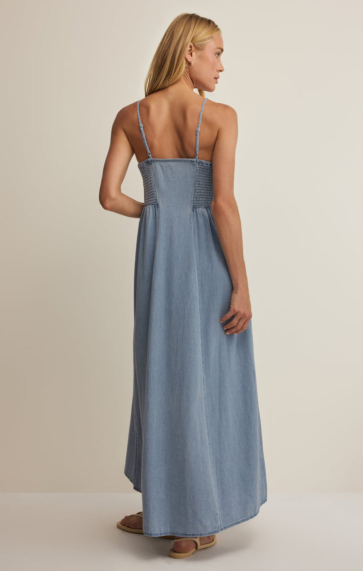 ANGEL EYES CHAMBRAY MIDI DRESS