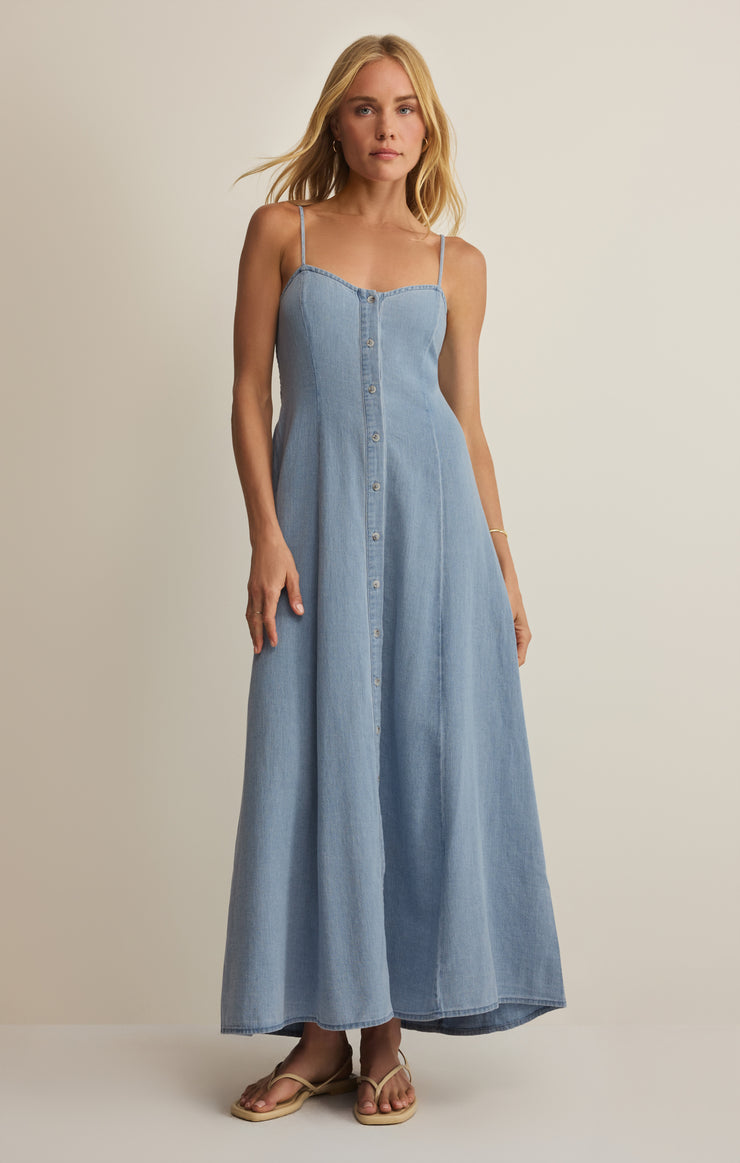 ANGEL EYES CHAMBRAY MIDI DRESS