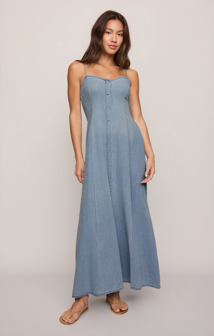 ANGEL EYES CHAMBRAY MIDI DRESS