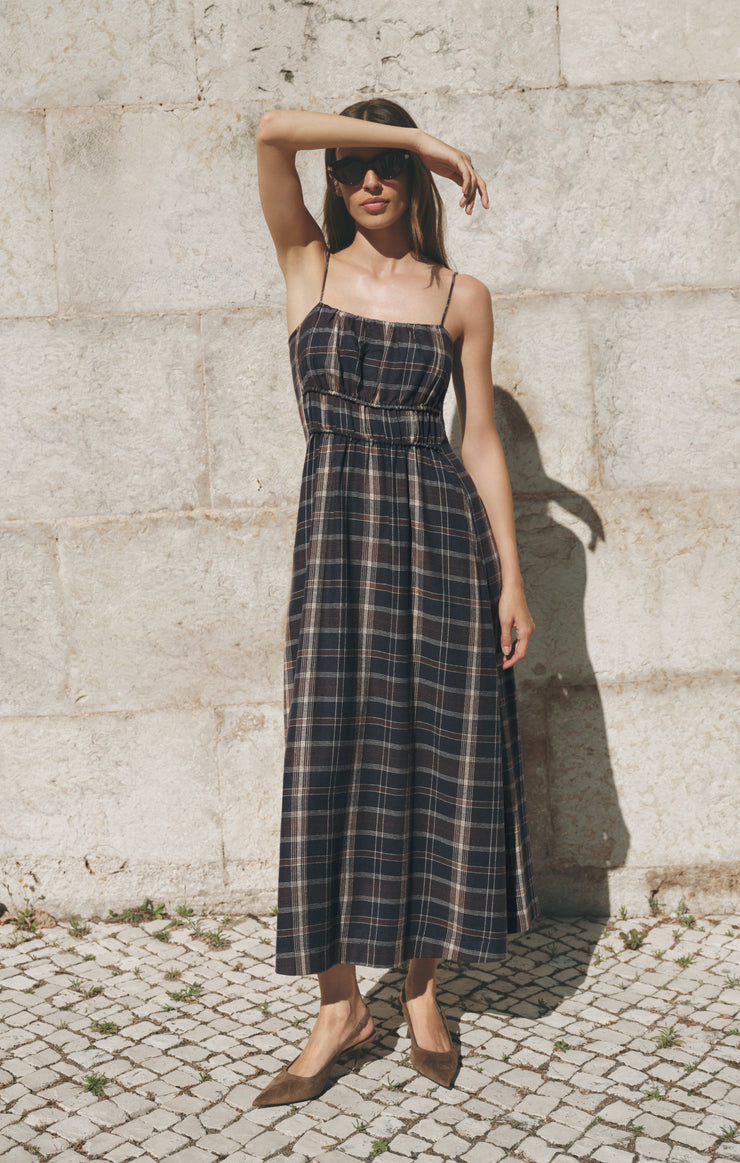 EVERMORE PLAID FLANNEL MIDI DRESS