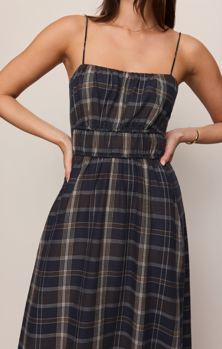 EVERMORE PLAID FLANNEL MIDI DRESS