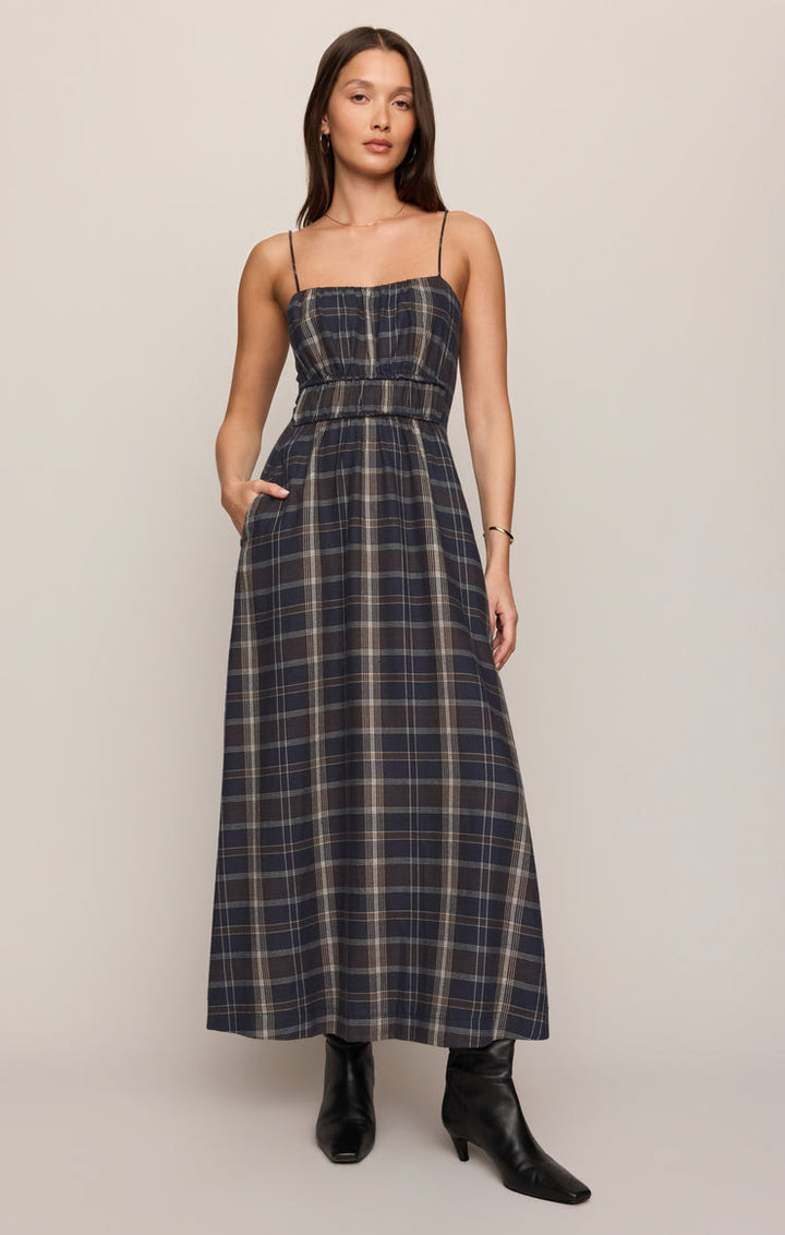 EVERMORE PLAID FLANNEL MIDI DRESS
