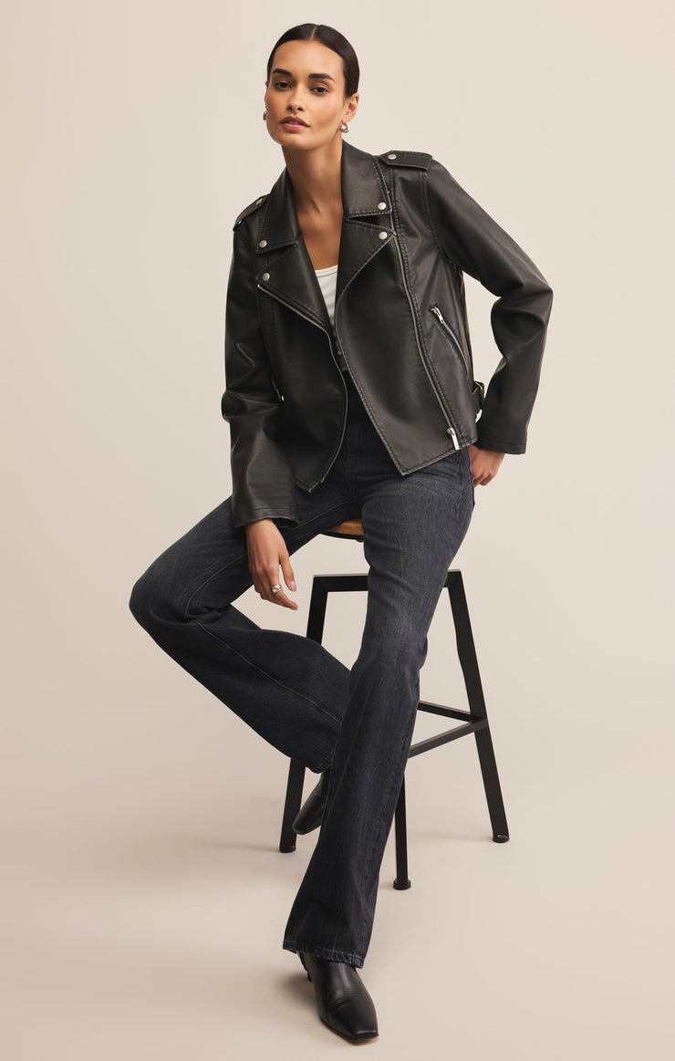 ALCHEMY MOTO FAUX LEATHER JACKET