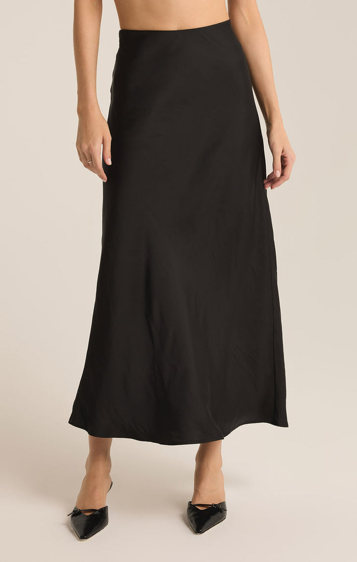 EUROPA LUXE SHEEN MIDI SKIRT | BLACK