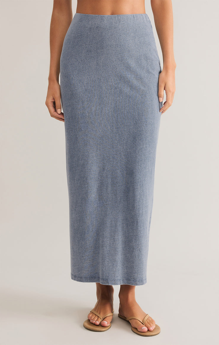 GAIL JERSEY DENIM MIDI SKIRT