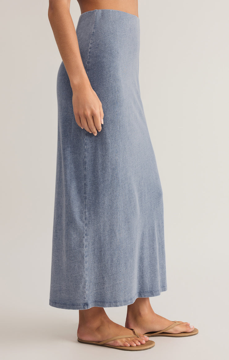 GAIL JERSEY DENIM MIDI SKIRT