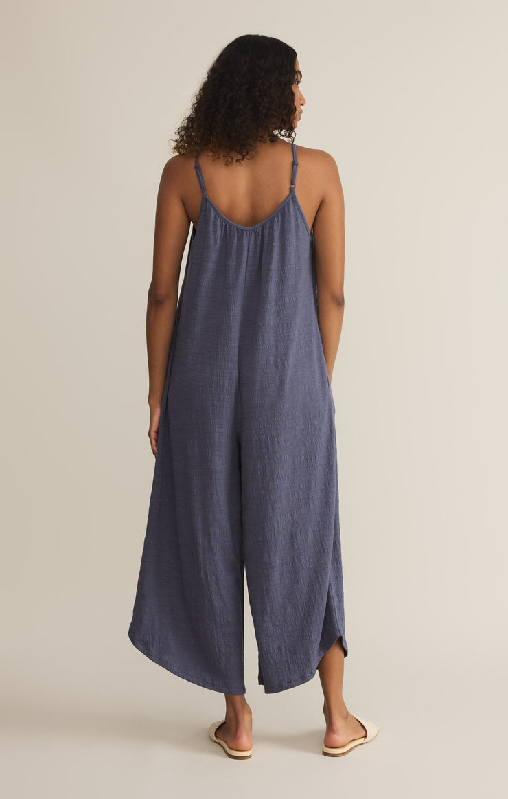 TEXTURED FLARE JUMPSUIT