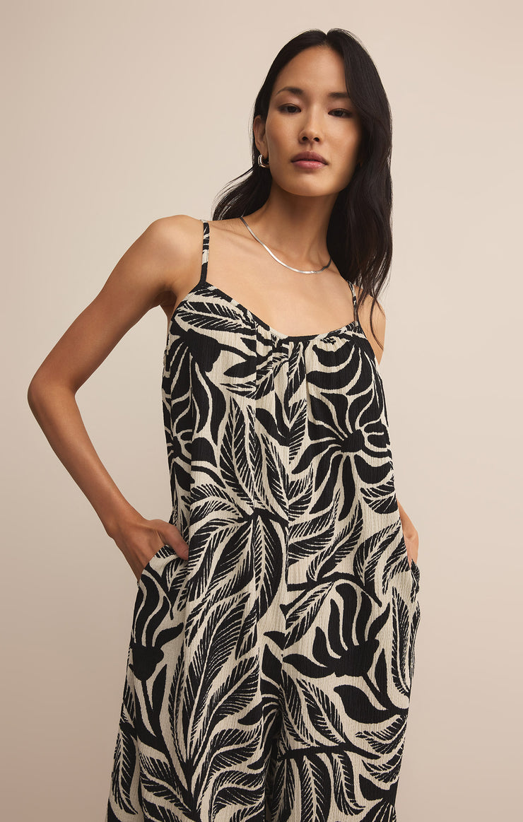 FLARED ISLA PALM JUMPSUIT
