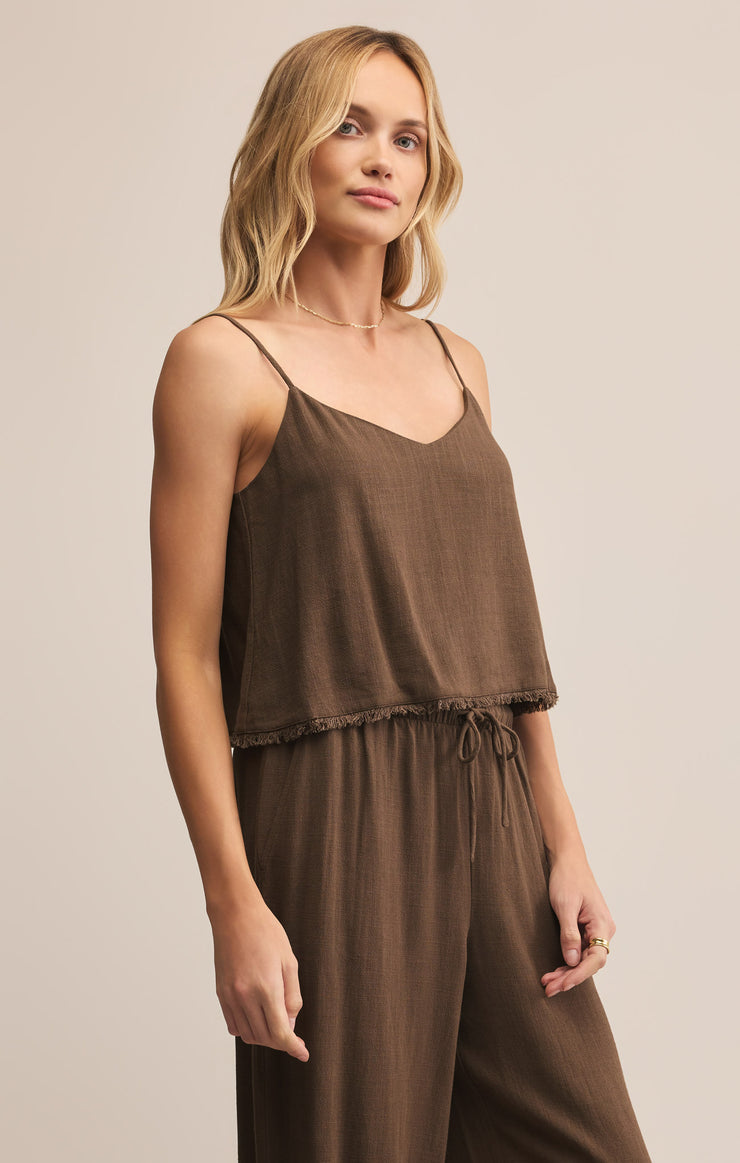 SABEL CROPPED LINEN TANK