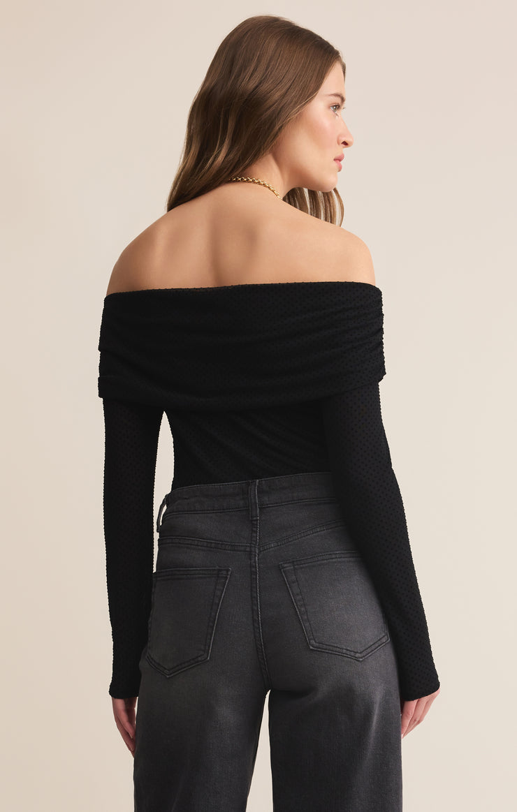WHIMSY OFF SHOULDER MESH TOP