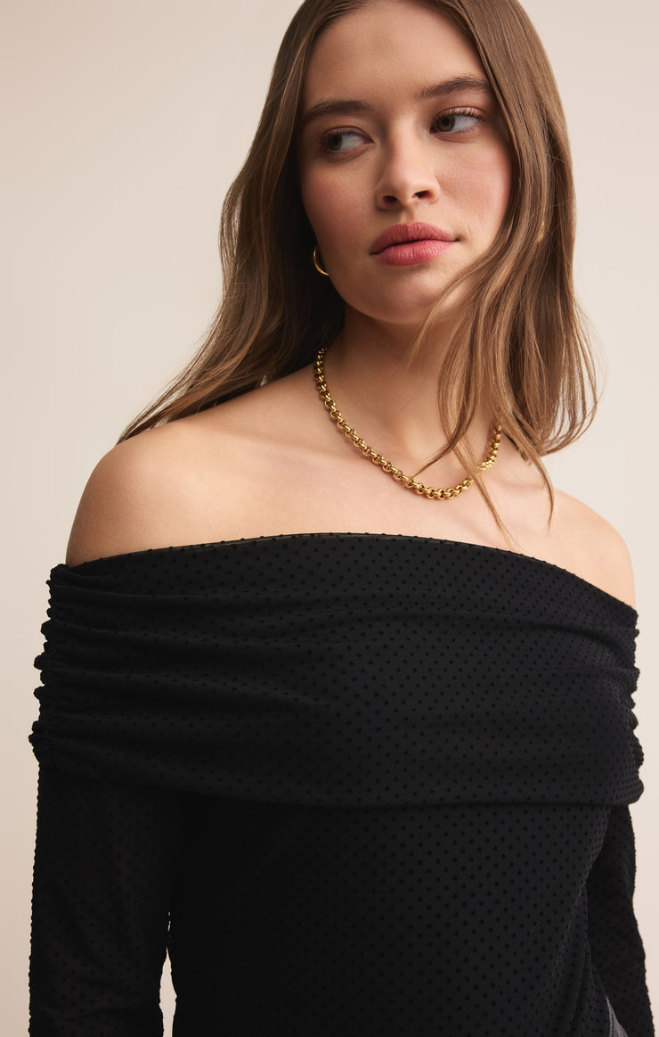 WHIMSY OFF SHOULDER MESH TOP