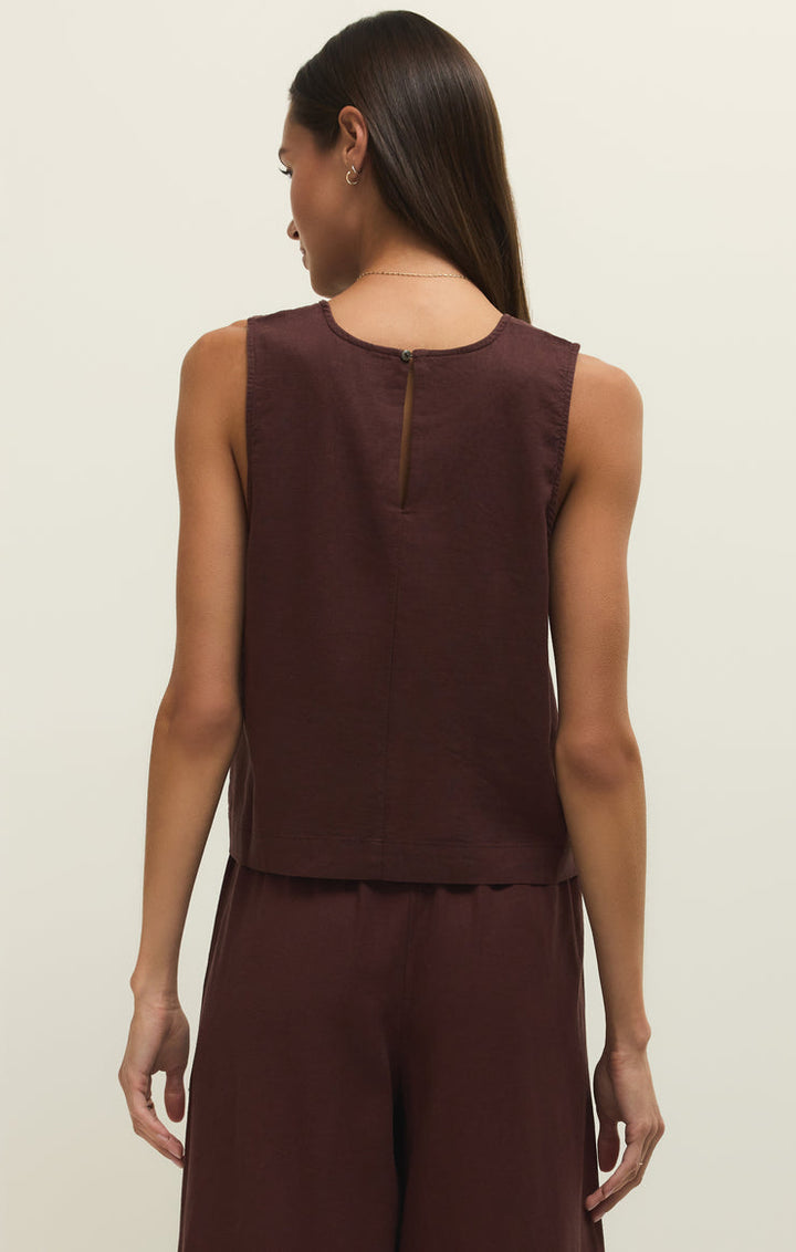 SLOANE LINEN CROPPED TANK