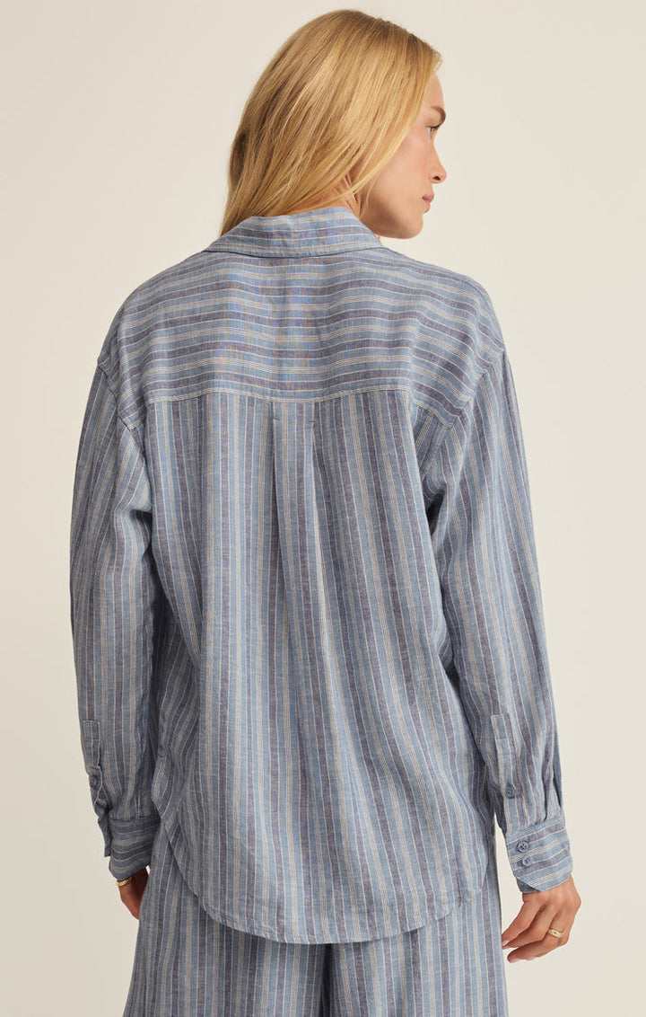 PERFECT STRIPED LINEN BUTTON UP