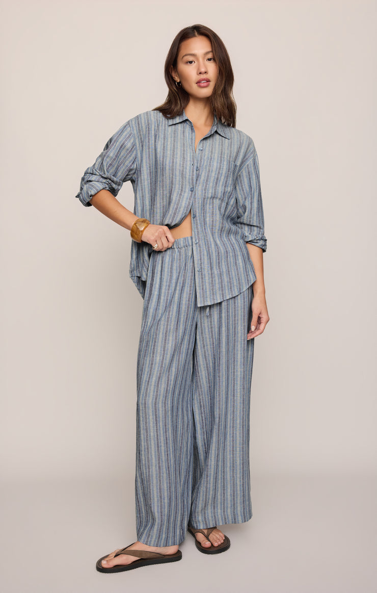 PERFECT STRIPED LINEN BUTTON UP