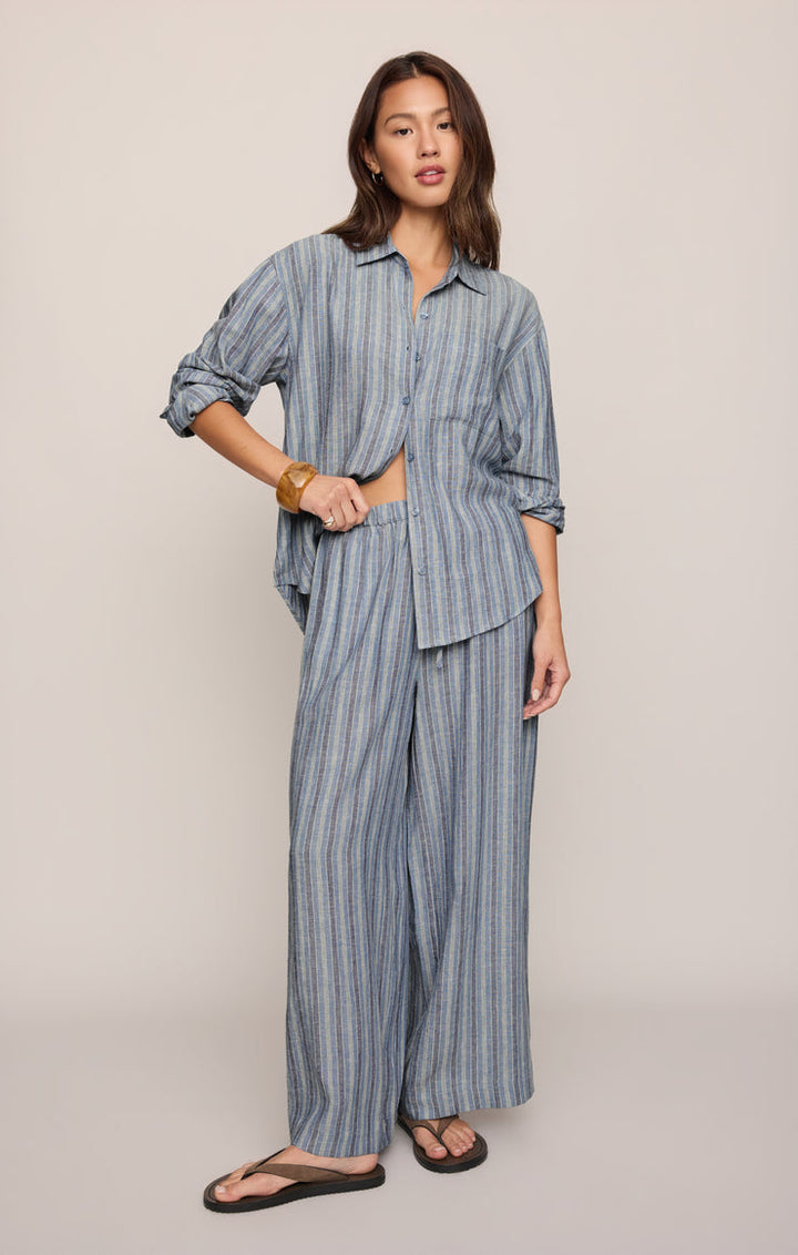 PERFECT STRIPED LINEN BUTTON UP
