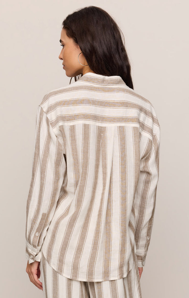 PERFECT STRIPED LINEN BUTTON UP