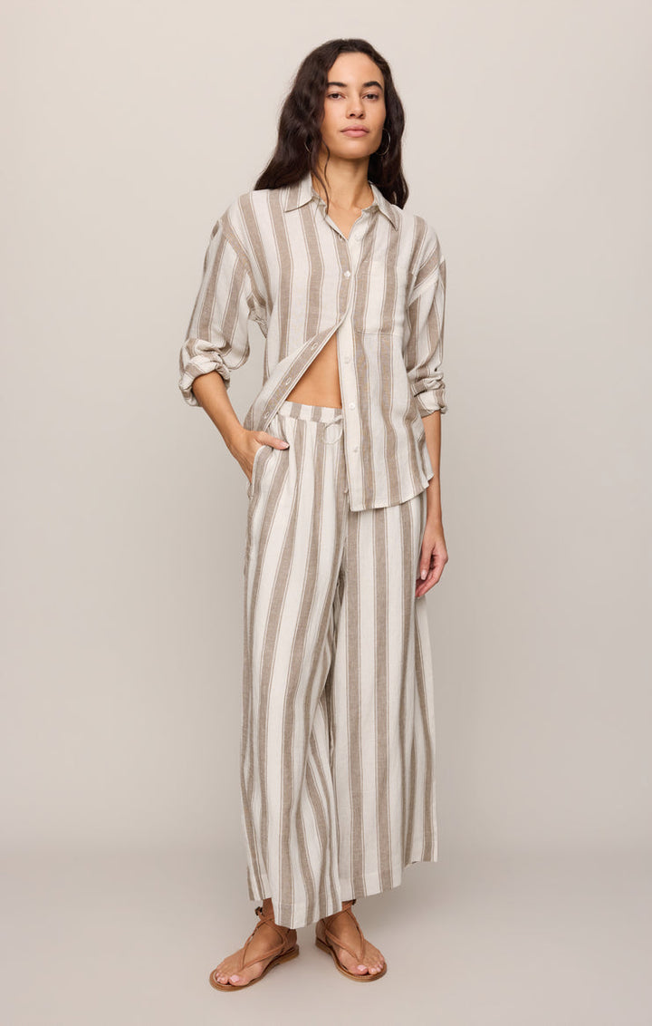 PERFECT STRIPED LINEN BUTTON UP