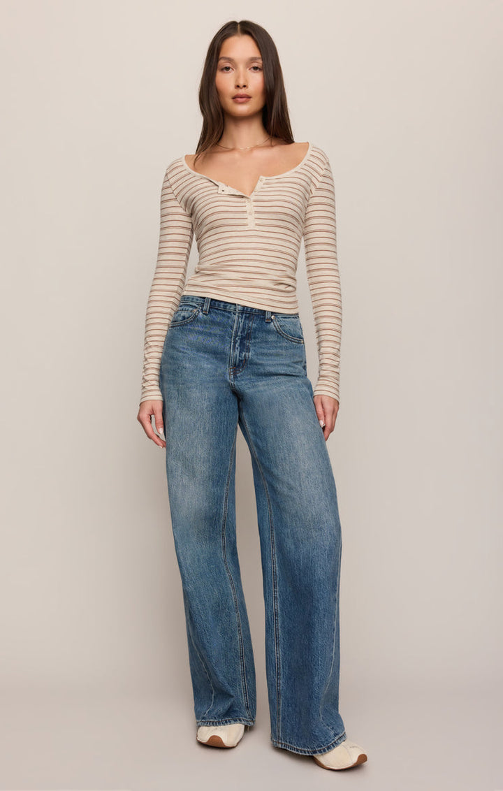 ANDIE STRIPED HENLEY TOP