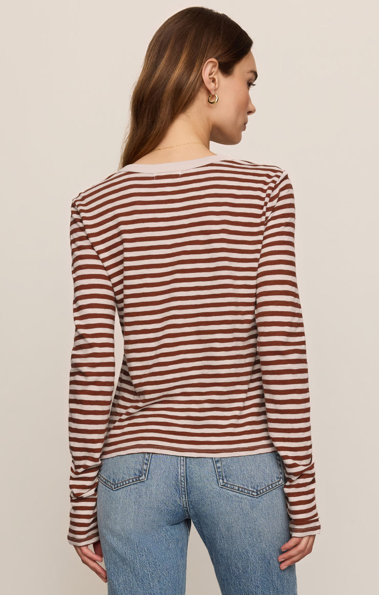 JUNIE L/S STRIPE SLUB TEE