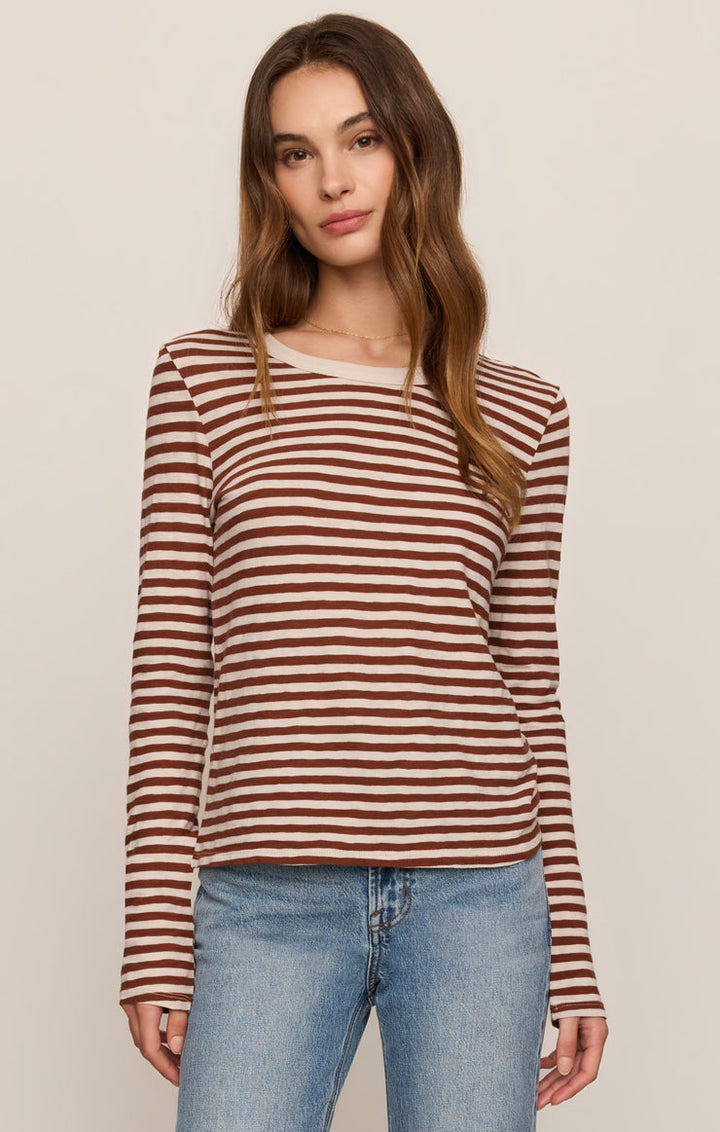 JUNIE L/S STRIPE SLUB TEE