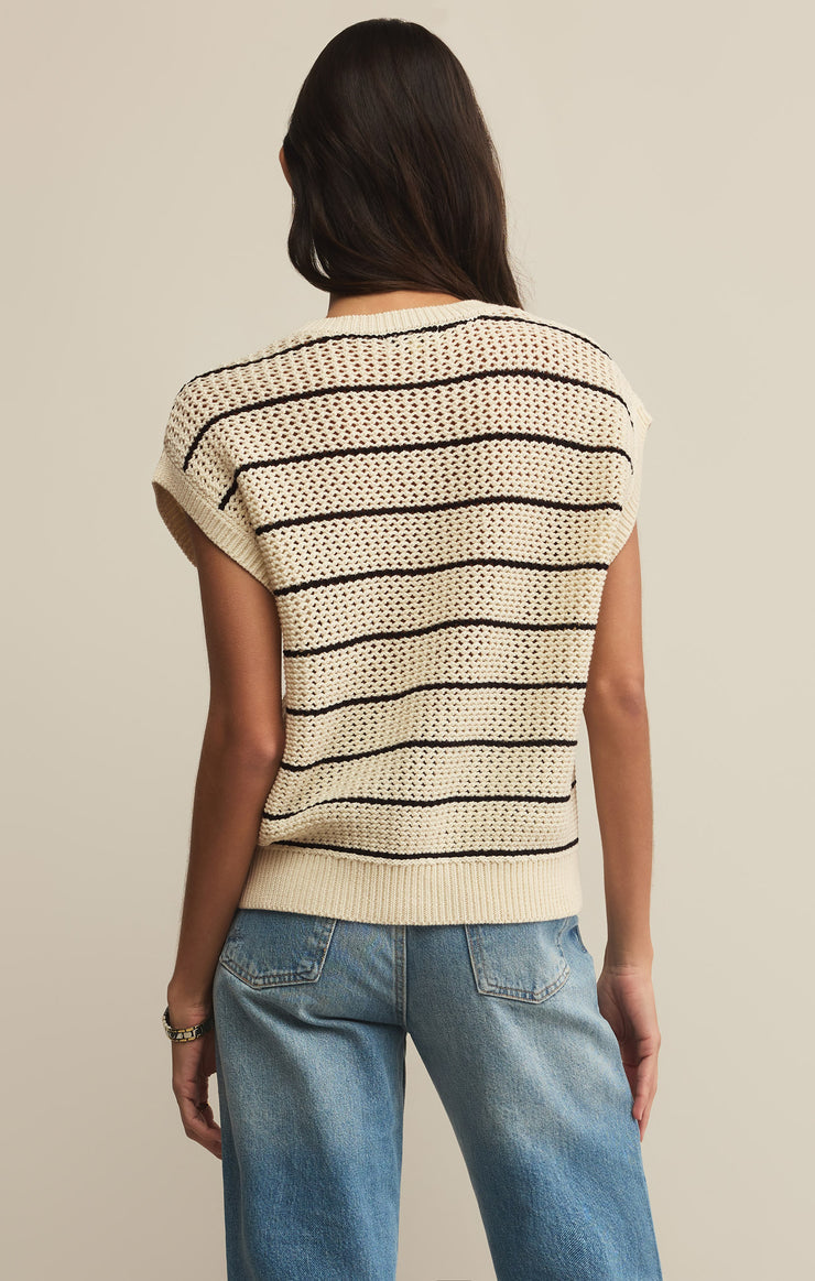 INES STRIPED CROCHET SWEATER