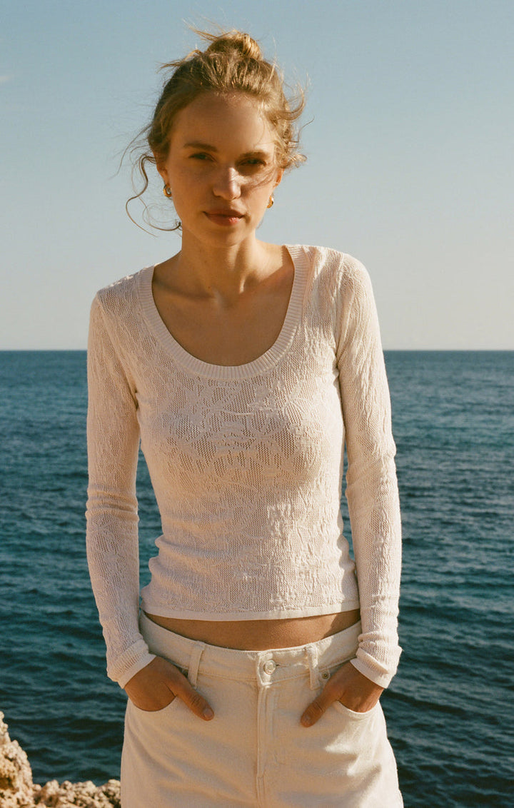 TIBI SCOOP MESH TOP