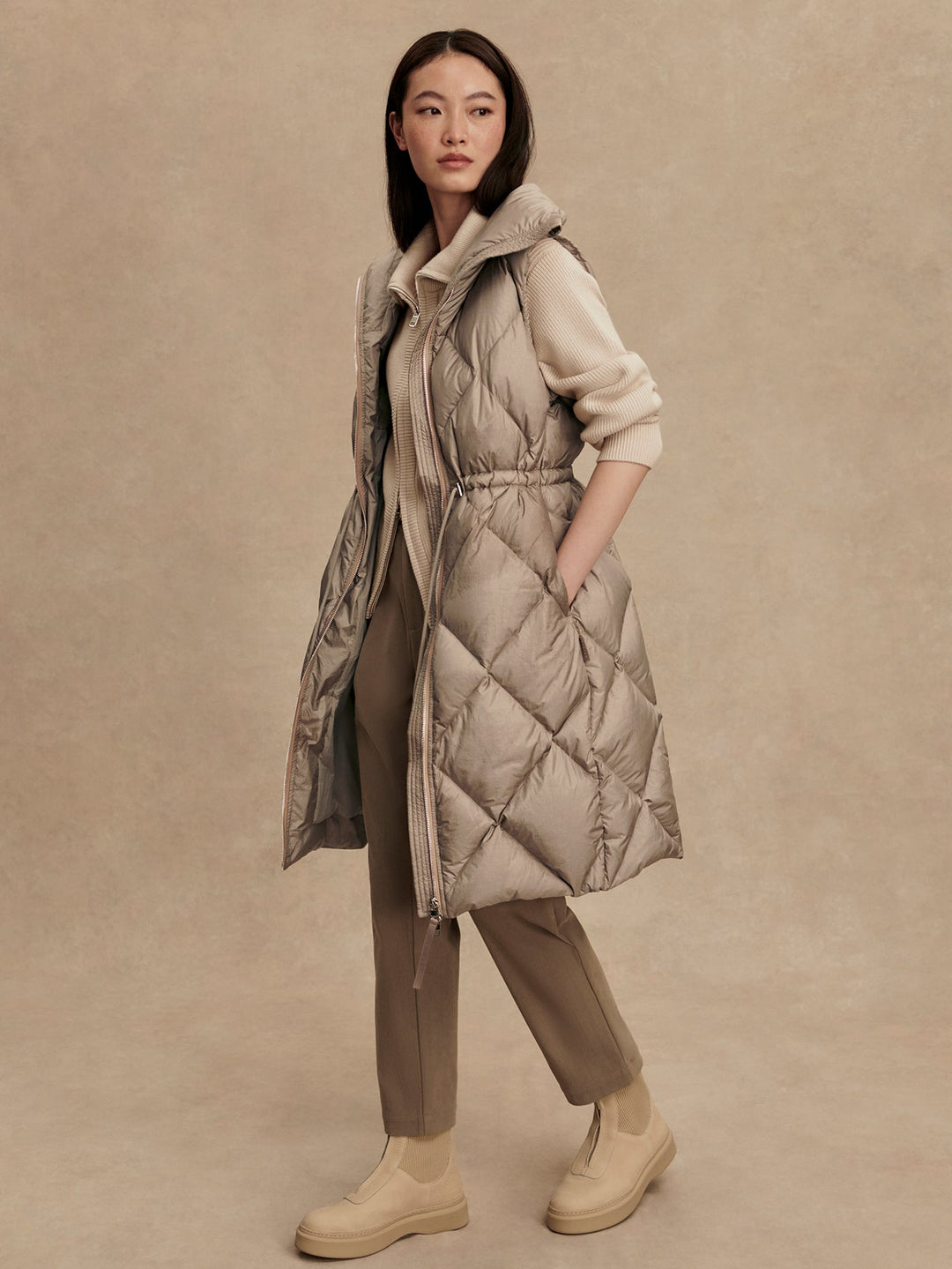 NAVINE LONG DOWN VEST JACKET