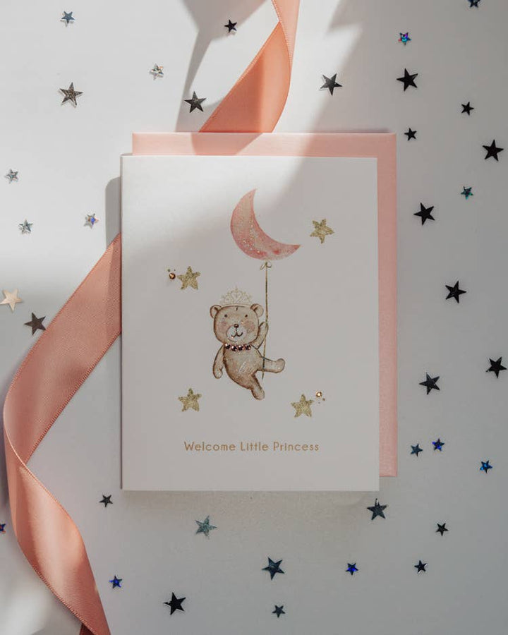'Sweet Little Princess' Teddy Bear New Baby Greeting Card