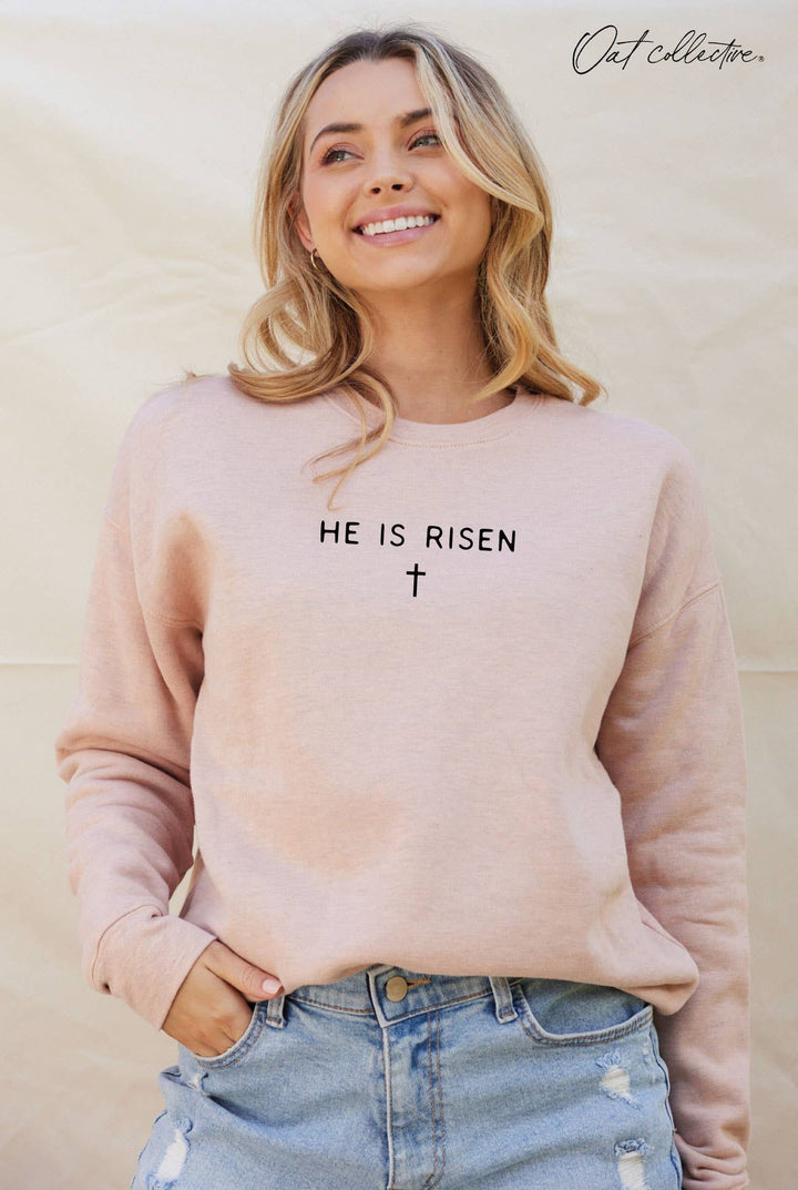 HE IS RISEN LILAC SWEATSHIRT