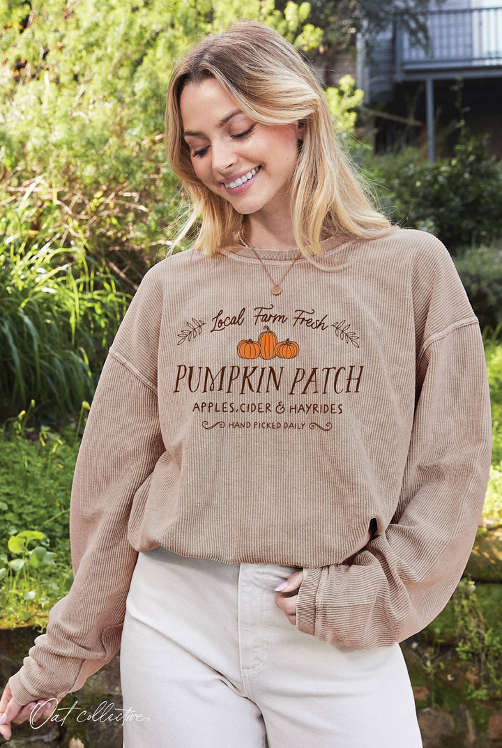 LOCAL FARM FRESH PUMPKIN PATCH CORDED SWEATSHIRT